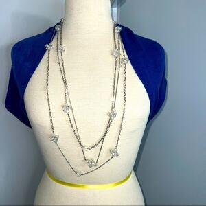 Francesca’s Three-Tier Crystal Beaded Necklace | Silver Chain